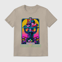 Футболка хлопковая мужская МИР ВИДЕОИГР ENTER THE VIDEO GAMES, цвет: миндальный