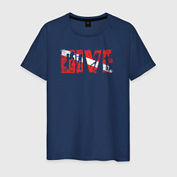 Футболка хлопковая мужская DIVE лого с аквалангистами, цвет: тёмно-синий
