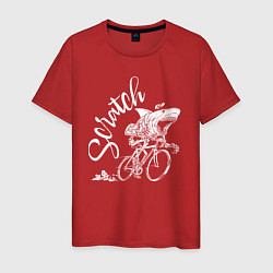 Футболка хлопковая мужская Scratch - трековые велогонки, цвет: красный