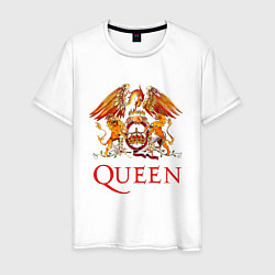 Футболка хлопковая мужская Queen, логотип, цвет: белый