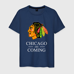Футболка хлопковая мужская Chicago are coming, Чикаго Блэкхокс, Chicago Black, цвет: тёмно-синий