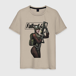Футболка хлопковая мужская Fallout Hero, цвет: миндальный