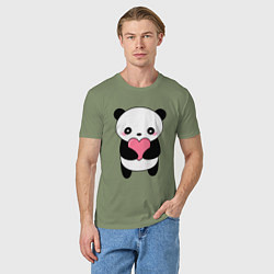 Футболка хлопковая мужская КАВАЙНЫЙ ПАНДА KAWAII PANDA, цвет: авокадо — фото 2