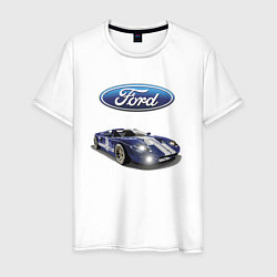 Футболка хлопковая мужская Ford Racing team, цвет: белый