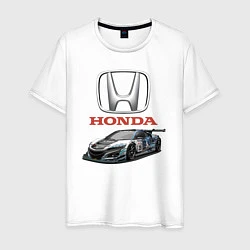 Футболка хлопковая мужская Honda Racing team, цвет: белый