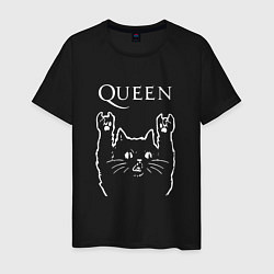 Футболка хлопковая мужская Queen Рок кот, цвет: черный