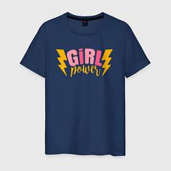 Футболка хлопковая мужская Lightning Girl Power, цвет: тёмно-синий
