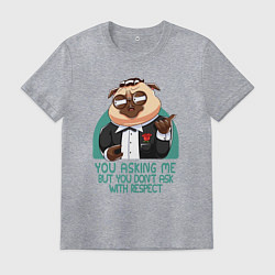 Футболка хлопковая мужская Мопс в костюме, цвет: меланж