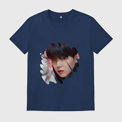 Футболка хлопковая мужская Agust D SUGA BTS, цвет: тёмно-синий