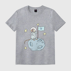 Футболка хлопковая мужская Мышь-космонавт, цвет: меланж