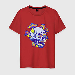 Футболка хлопковая мужская Mushrooms & Skull, цвет: красный