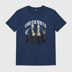 Футболка хлопковая мужская CHECKMATE шах и мат, цвет: тёмно-синий