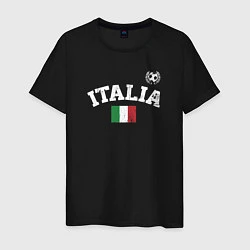 Футболка хлопковая мужская Футбол Италия, цвет: черный