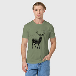 Футболка хлопковая мужская Черный олень Black Deer, цвет: авокадо — фото 2