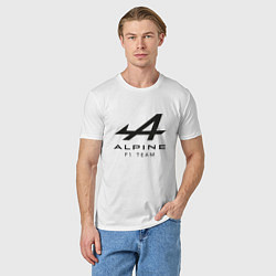 Футболка хлопковая мужская Alpine F1 team Black Logo, цвет: белый — фото 2