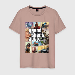 Футболка хлопковая мужская GTA V Logos, цвет: пыльно-розовый