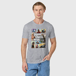 Футболка хлопковая мужская GTA V Logos, цвет: меланж — фото 2