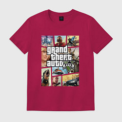 Футболка хлопковая мужская GTA V Logos, цвет: маджента