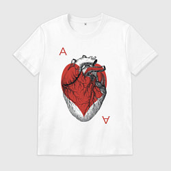 Футболка хлопковая мужская Черви огромное сердце, цвет: белый