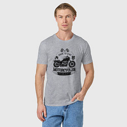 Футболка хлопковая мужская Motorcycle Born to ride, цвет: меланж — фото 2