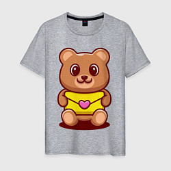 Футболка хлопковая мужская Bear & Heart, цвет: меланж