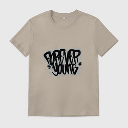 Футболка хлопковая мужская Forever Young - Навсегда молодой, цвет: миндальный