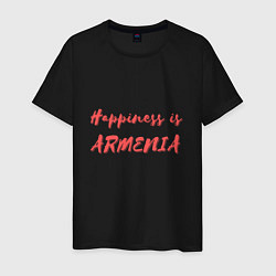 Футболка хлопковая мужская Счастье - Армения, цвет: черный