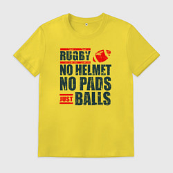 Футболка хлопковая мужская Регби без шлема, без щитков, только мяч, цвет: желтый