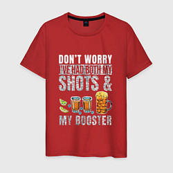 Футболка хлопковая мужская Dont worry ive had both my shots, цвет: красный