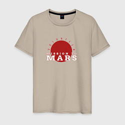 Футболка хлопковая мужская Mission To Mars Volunteer Миссия на Марс Доброволе, цвет: миндальный