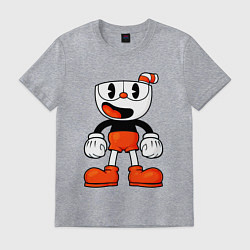 Футболка хлопковая мужская Cuphead красная чашечка, цвет: меланж