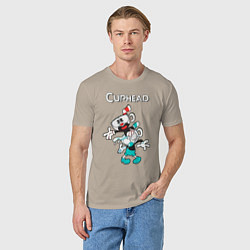 Футболка хлопковая мужская Cuphead веселые чашечки, цвет: миндальный — фото 2