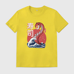 Футболка хлопковая мужская Kraken Kawaii Sushi, цвет: желтый