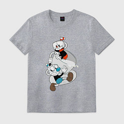 Футболка хлопковая мужская Чашки Cuphead, цвет: меланж