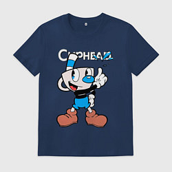 Футболка хлопковая мужская Синяя чашка Cuphead, цвет: тёмно-синий