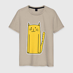Футболка хлопковая мужская Длинный желтый кот, цвет: миндальный