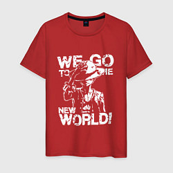 Футболка хлопковая мужская WE GO TO THE NEW WORLD ВАНПИС, цвет: красный
