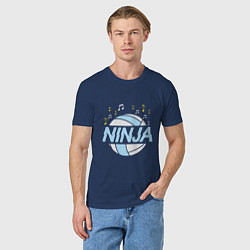 Футболка хлопковая мужская Volleyball Ninja, цвет: тёмно-синий — фото 2