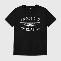 Футболка хлопковая мужская Я не старый, я класический, цвет: черный
