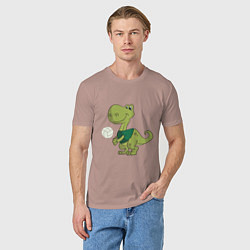 Футболка хлопковая мужская Volleyball Dinosaur, цвет: пыльно-розовый — фото 2