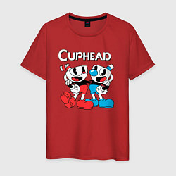 Футболка хлопковая мужская Cuphead Чашечки, цвет: красный