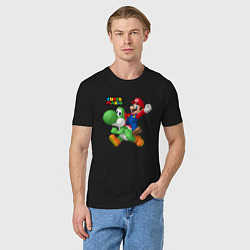 Футболка хлопковая мужская Mario and Yoshi Super Mario, цвет: черный — фото 2