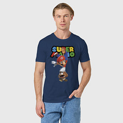 Футболка хлопковая мужская Mario and Goomba Super Mario, цвет: тёмно-синий — фото 2