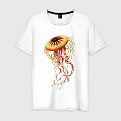 Футболка хлопковая мужская Морская медуза, цвет: белый