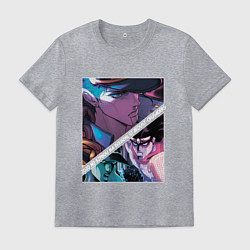 Футболка хлопковая мужская Джотаро Куджо из ДжоДжо, цвет: меланж
