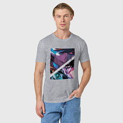 Футболка хлопковая мужская Джотаро Куджо из ДжоДжо, цвет: меланж — фото 2