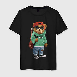 Футболка хлопковая мужская КРУТОЙ МИШКА COOL BEAR, цвет: черный