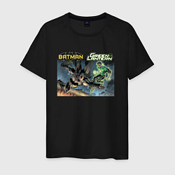 Футболка хлопковая мужская Бэтмен и Зеленый Фонарь New 52, цвет: черный