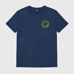Футболка хлопковая мужская Nirvana Жёлтый смайл, цвет: тёмно-синий