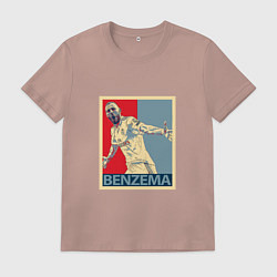 Футболка хлопковая мужская Madrid - Benzema, цвет: пыльно-розовый